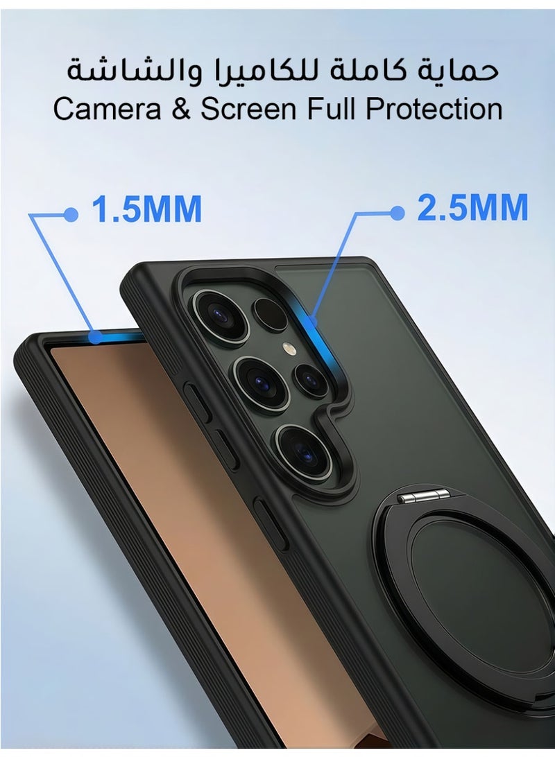 AMIJOY Samsung Galaxy S26 Ultra Magnetic Case with 360° Rotating Stand, Strong MagSafe Compatible Shockproof Cover, S-Pen Support, Matte Anti-Fingerprint Slim Fit S26 Ultra Back Cover (Black) - Image 5